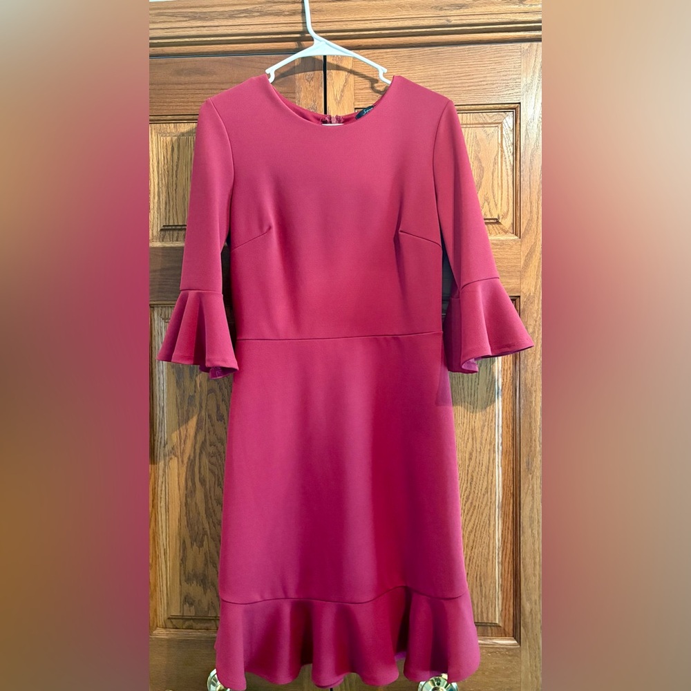 Women's Fuchsia Ruffle Sleeve Dress